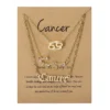 3Pcs/set 12 Zodiac Sign Necklace For Women 12 Constellation Pendant Chain Choker Birthday Jewelry With Cardboard Card