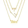 3Pcs/set 12 Zodiac Sign Necklace For Women 12 Constellation Pendant Chain Choker Birthday Jewelry With Cardboard Card